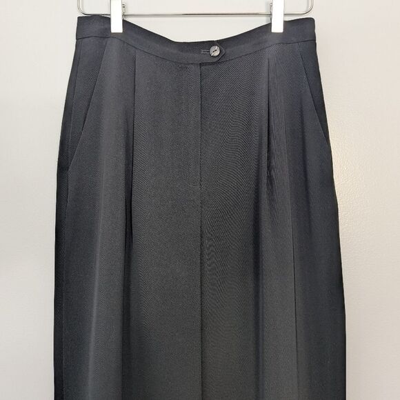 Liz Claiborne Collection Black Pleated Straight Leg Dress Pants 10 Vintage - Picture 2 of 12